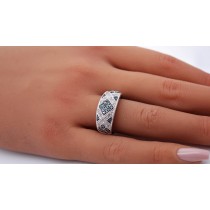 Diamantring Silber 925  54 blauen weissen Diamanten 0.30ct