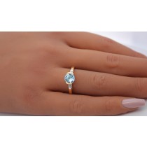 Topasring Gold 375 9K himmelblauer Blautopas Diamanten 0.02ct