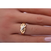 Brillantring Gold 750 Brillanten 0.09ct Weißgold 18K Antikschmuck