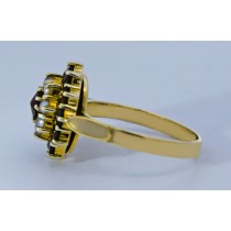 Granatring Gold 585 14K rote Almandine Granate Orientperlen Antikschmuck