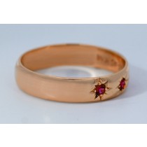 Rubinring Rosegold 585 14K rote Rubin Edelsteine 0.30ct Antikschmuck