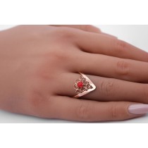 Korallen Ring Rosegold 750 18K rote Koralle Antikschmuck 
