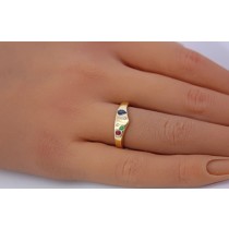 Edelsteinring Gold 585 14K Saphir Rubin Smaragd Brillanten Antikschmuck 