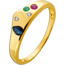 Edelsteinring Gold 585 14K Saphir Rubin Smaragd Brillanten Antikschmuck 