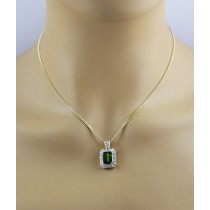 Brillant Anhänger Gold 585 14K grüner Turmalin 2.2ct Diamanten 0.53ct