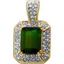Brillant Anhänger Gold 585 14K grüner Turmalin 2.5ct Diamanten 0.50ct