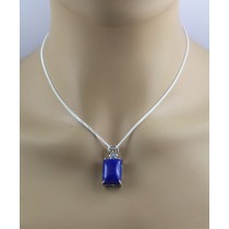 Diamant Anhänger Silber 925 azurblauer Lapislazuli 22.9ct Diamant 0.04ct