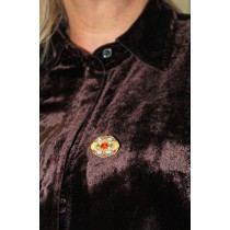 Blumen Mosaik Brosche Gold vergoldet Muranoglas Antikschmuck