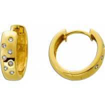 Diamant Creolen Gold 585 14K Brillanten 0.42ct Klappscharnier