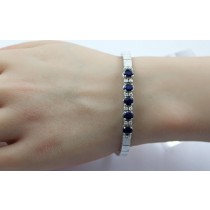 Saphir Armband Weißgold 750 18K blaue Saphire Brillanten Antikschmuck