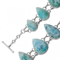 Larimar Armband Silber 925 hellblaue Larimar Edelsteine 126ct