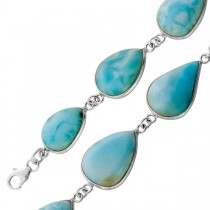 Larimar Armband Silber 925 hellblaue Larimar Edelsteine 76ct