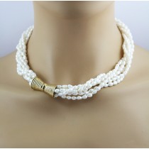 Perlenkette Süßwasserperlen 4.5mm Gold 750 18K