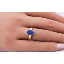 Lapislazuli Ring Gold 333 8K azurblauer Lapislazuli Edelstein Antikschmuck