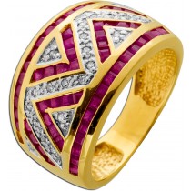 Rubinring Gold 750 18K rote Rubine 1.3ct Brillanten 0.12ct