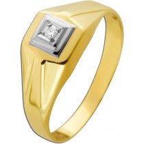 Brillantring Gold 585 14K Diamant 0.05ct Lupenrein Antikschmuck