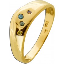 Diamantring Gold 585 14K multicolour fancy Diamanten 0.08ct behandelt