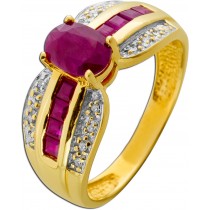 Rubinring Gold 333 8K rote Rubine 1.54ct Diamanten 0.08ct