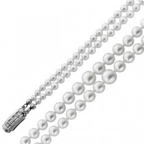 Perlenkette 2-reihig Diamanten Akoyaperlen 7.4-2.9mm Antikschmuck