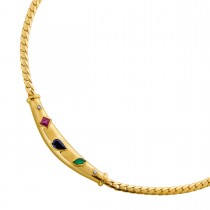 Saphir Coller Gold 585 14K Saphir Smaragd Rubin Brillanten Antikschmuck