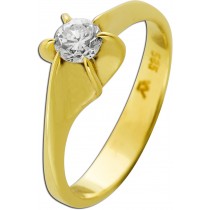 Verlobungsring Gold 585 14K Solitär Brillant 0.30ct Antikschmuck