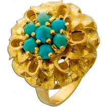 Türkisring Gold 750 18K blaue Türkis Edelsteine Antik 1920