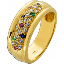 Rubinring Gold 333 89K Rubine Smaragde  Saphir Edelsteine weiße Zirkonia