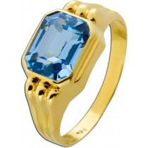 Aquamarinring Gold 585 14K ozeanblauer Aquamarin 2.3ct Antikschmuck