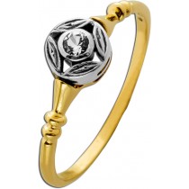 Solitärring Gold Weissgold 585 14K Brillant 0.05ct Antikschmuck