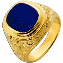 Siegelring Gold 750 18K blauer Lapislazuli 2.4ct Antikschmuck