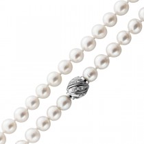 Perlenkette Weissgold 585 14K Akoyaperlen Diamanten Antikschmuck