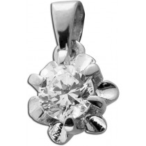 Solitäranhänger Weissgold 585 14K Brillant 0.40ct Antikschmuck