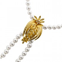 Brillantanhänger Gold 585 14K Akoyaperlen Brillanten 1.1ct  Perlenkette 