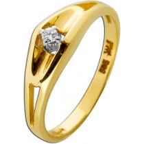 Brillantring Gold 585 14 Karat Brillant 0.04ct Antikschmuck