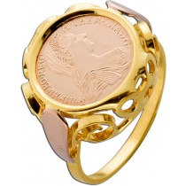 Münzring Siegelring Gold 750 18K Mutter Theresa Münze 21 Karat Antikschmuck