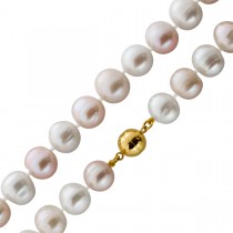 Perlenkette 46cm Süßwasser Perlen 12.4-11.2mm Gold 585 14K
