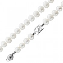Perlenkette 120cm Süßwasser Perlen 8.1-7.5mm Silber 925