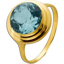 Aquamarin Ring Gold 585 14K ozeanblauer Aquamarin Antikschmuck