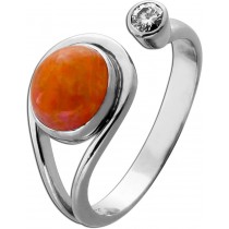 Opal Ring Gold 750 18K orange Opal 2.6ct Brillant 0.10ct Antikschmuck