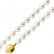 Perlenkette 46cm Gold 585 14K Akoyaperlen 7.3-7mm
