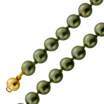 Perlenarmband Gold 375 9K Muschelkernperlen pastell algengrün 