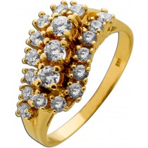 Zirkonia Ring Gold 585 14K weiße Zirkonia Steine 0.78ct