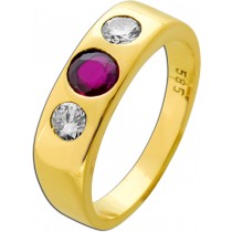 Rubinring Gold 585 14K rote Rubin Edelstein Brillanten 0.30ct Antikschmuck