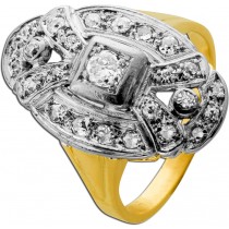 Diamantring Gelbgold 585 Brillant 27 Diamanten 0.60ct. TW/SI Art deco