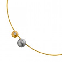Halsreif Gelbgold 750 Platin 950 2 Brillanten 0.32ct.TW/LP Designerkugeln