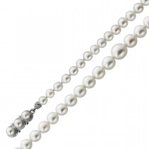 Perlenkette Weißgold 750 Japanische Akoyaperlen 8-4,5mm makellos 46cm