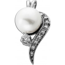 Perlenanhänger Weißgold 585 Akoyaperle 8.4mm 10 Diamanten 0.22ct.TW/LP 