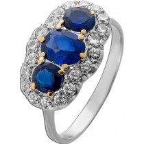 Ring 750 Weißgold blaue Saphire 2.58ct. 20 Diamanten 0.80ct.TW/VVS Unikat