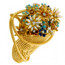 Brosche Gold 750 18K Diamanten 0.40ct Lupenrein Antikschmuck 1960