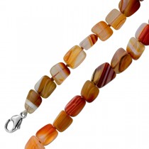 Achatkette orange rot rostbraun hell beige Edelsteine 385ct 